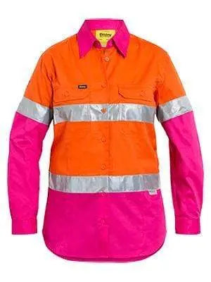Bisley Workwear Work Wear BISLEY WORKWEAR WOMENS 3M TAPED COOL LIGHTWEIGHT HI VIS SHIRT - LONG SLEEVE BL6696T